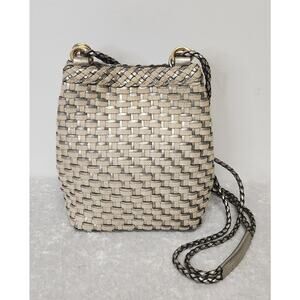 Vintage L.J.S. Collection Womens Gold & Silver Woven Crossbody Handbag